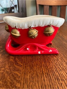 INARCO MCM Christmas Holiday Planter Sleigh with Bells Japan